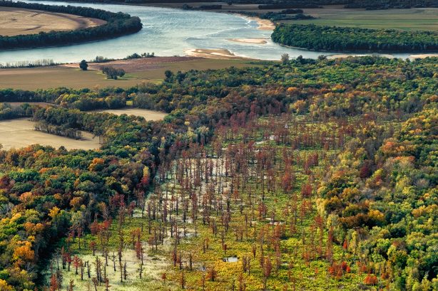 The Point of Indiana where the Wabash River pours into the Ohio.